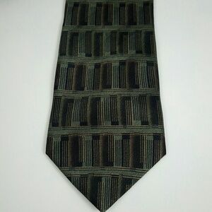 Haggar Green Black Geometric Silk Necktie